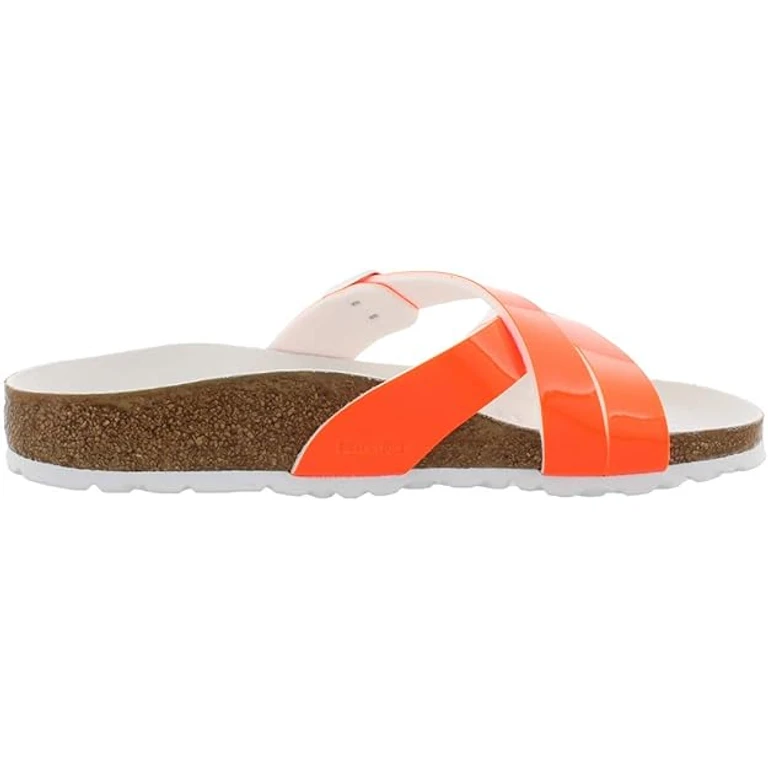 Women's Yao Balance Birko-Flor Patent Neon Orange Sandals