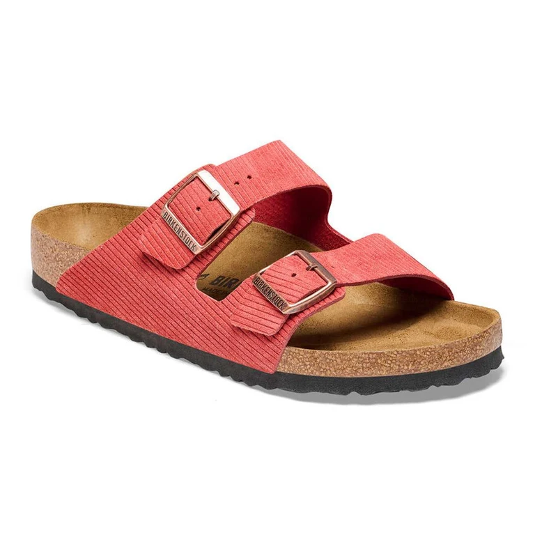 Arizona Suede Embossed Corduroy Sienna Red Sandals