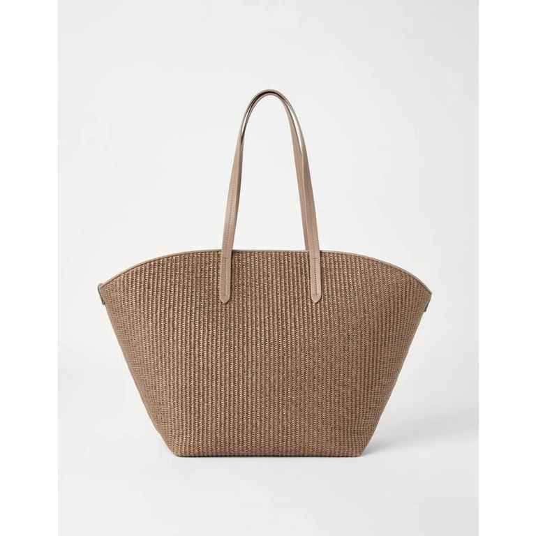 Womens Light Brown Woven Tote