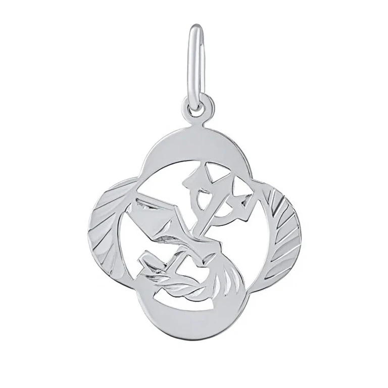 Silver Pendant Zodiac Sign Aquarius - Quadrifoglio Silvegob10281S02