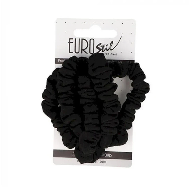 Black hair elastics in cardboard Eurostil 1 unit