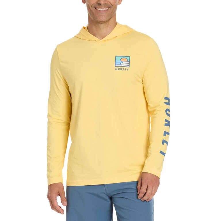 Men's Hooded Uv Tee Yellow S:- Yellow, S