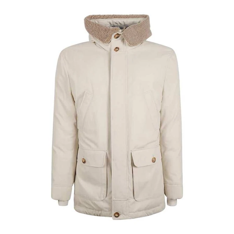 Ivory Parka With Shearling Collar