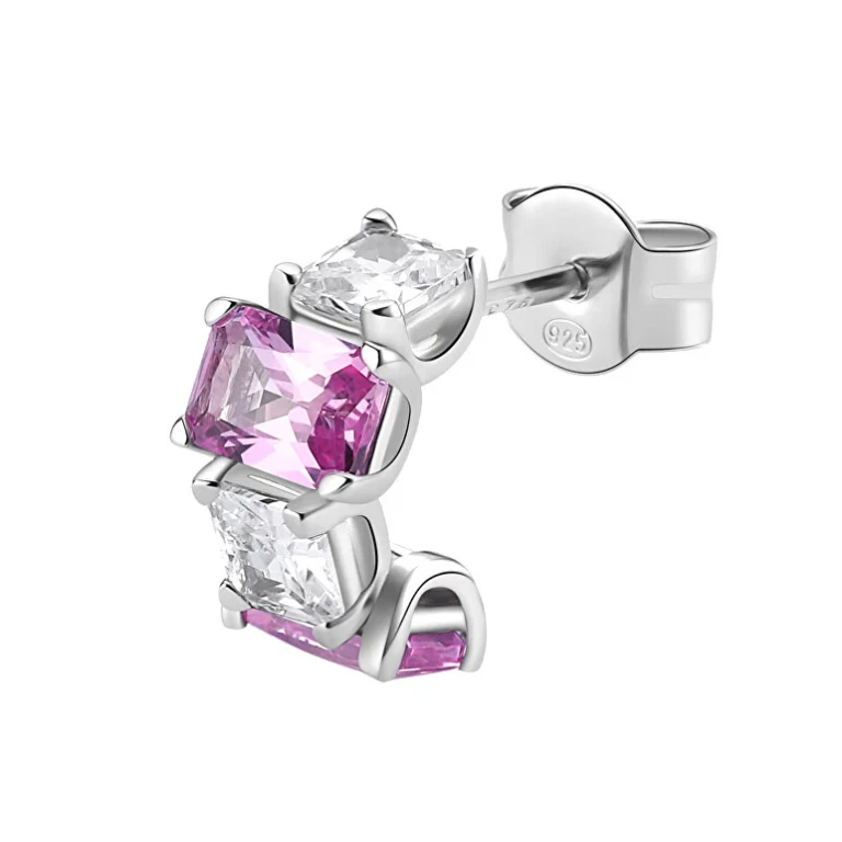 Fancy Vibrant Pink Timeless Silver Single Earring FVP08