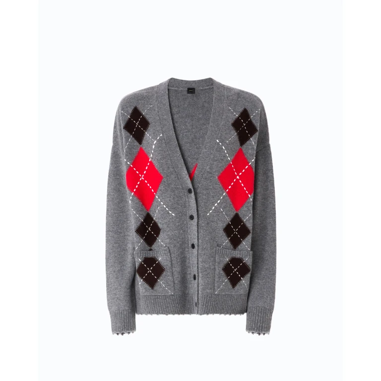 Cardigan en laine et cachemire à losanges - XXS