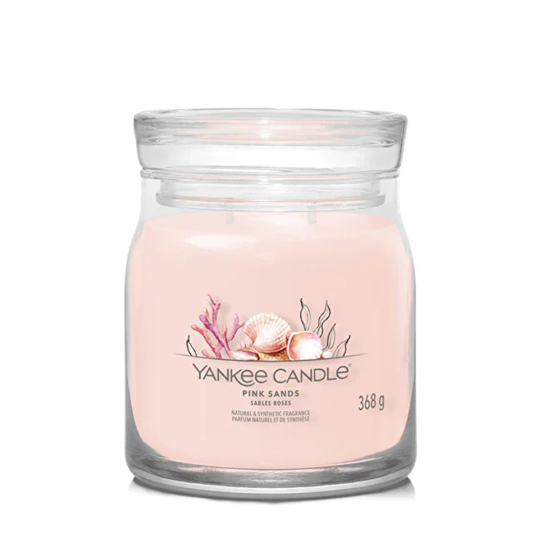 Signature Aromatic Candle in Medium Glass Pink Sands 368 G