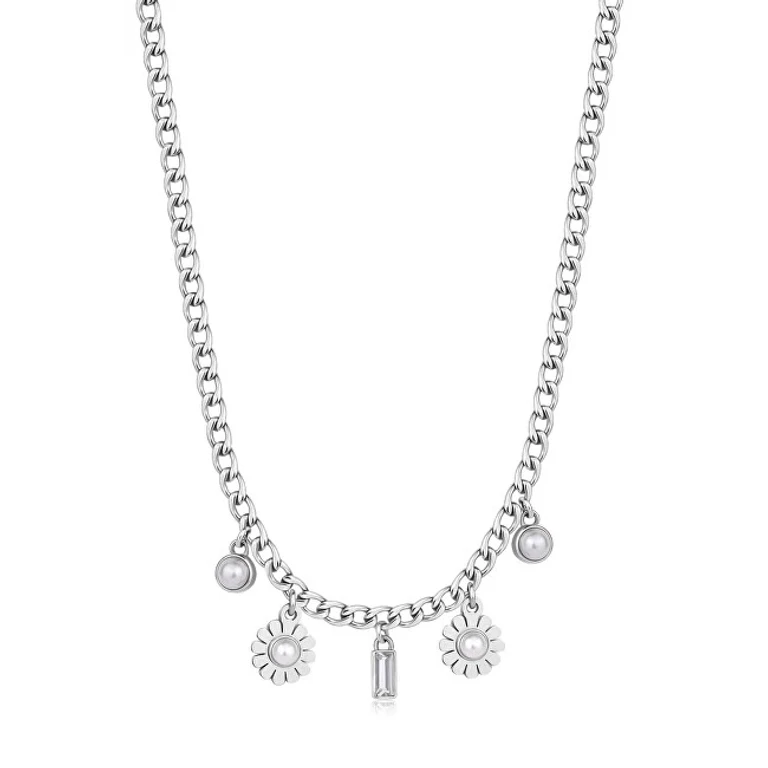 Playful Steel Necklace With Message Charms Ssg28