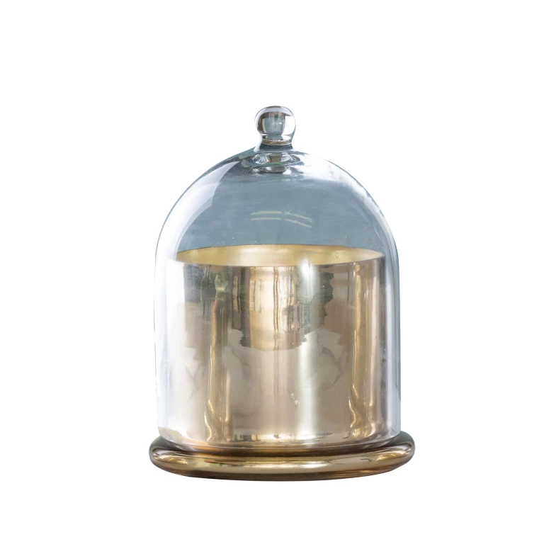 7 Inch Gold Harvest Mercury Glass Jar with Cloche Candle Holder Decorative Accent