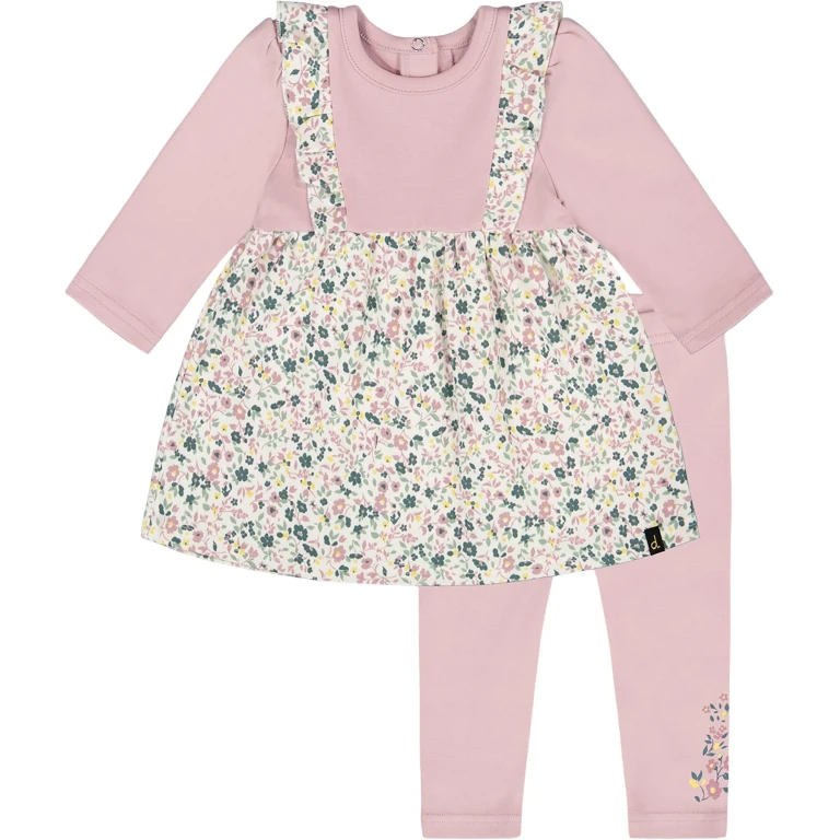Organic Cotton Bi-Material Tunic and Leggings Set - Baby Girl