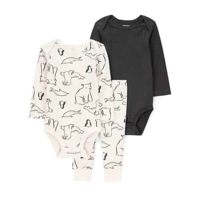 Boys 3-Piece Outfit Set Grey 18M:- Grey, 18M