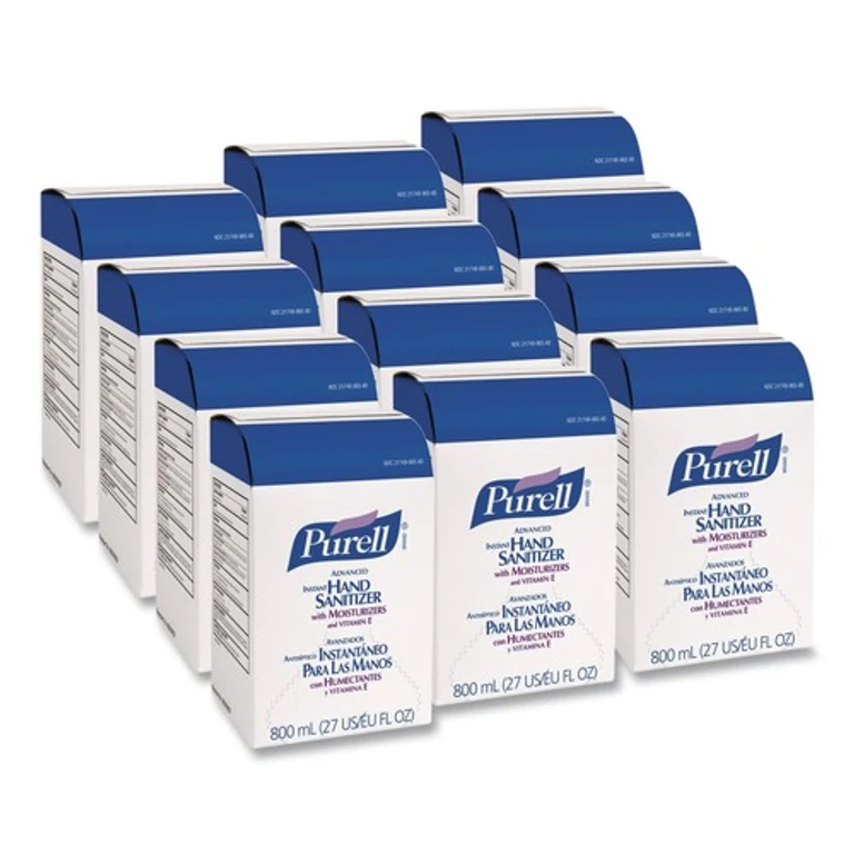 800 mL Advanced Gel Hand Sanitizer Bag-in-Box Refill - Unscented (12/Carton)