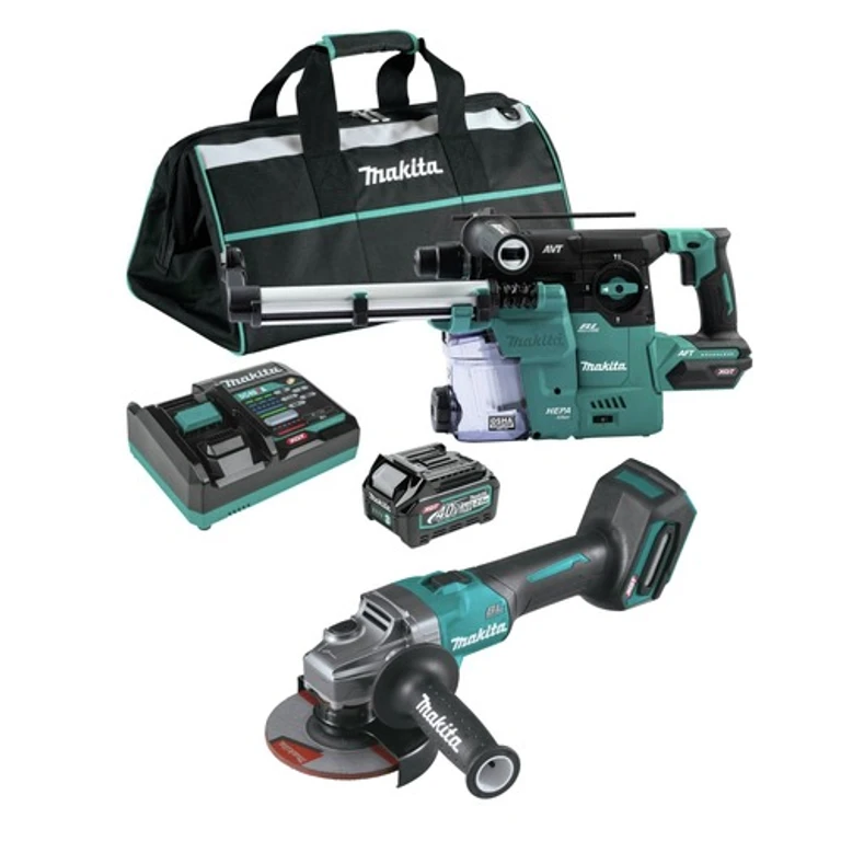 40V max XGT Brushless Lithium-Ion 1‑3/16 in. Cordless SDS‑Plus Rotary Hammer and 4‑1/2 in./5 in. Angle Grinder Kit Virtual Bundle (4 Ah)