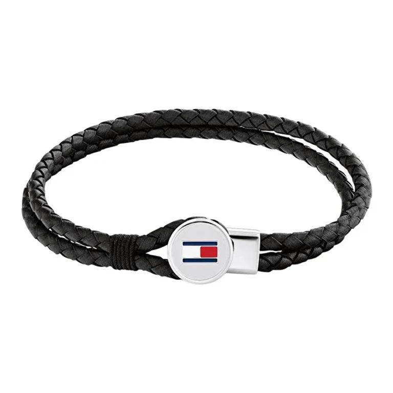 Modern Black Leather Bracelet 2790654 - Length: 19 Cm