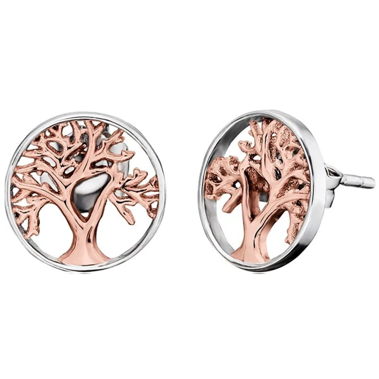 Tree of Life Silver Two-Tone Earrings ERE-LILTREE-BI