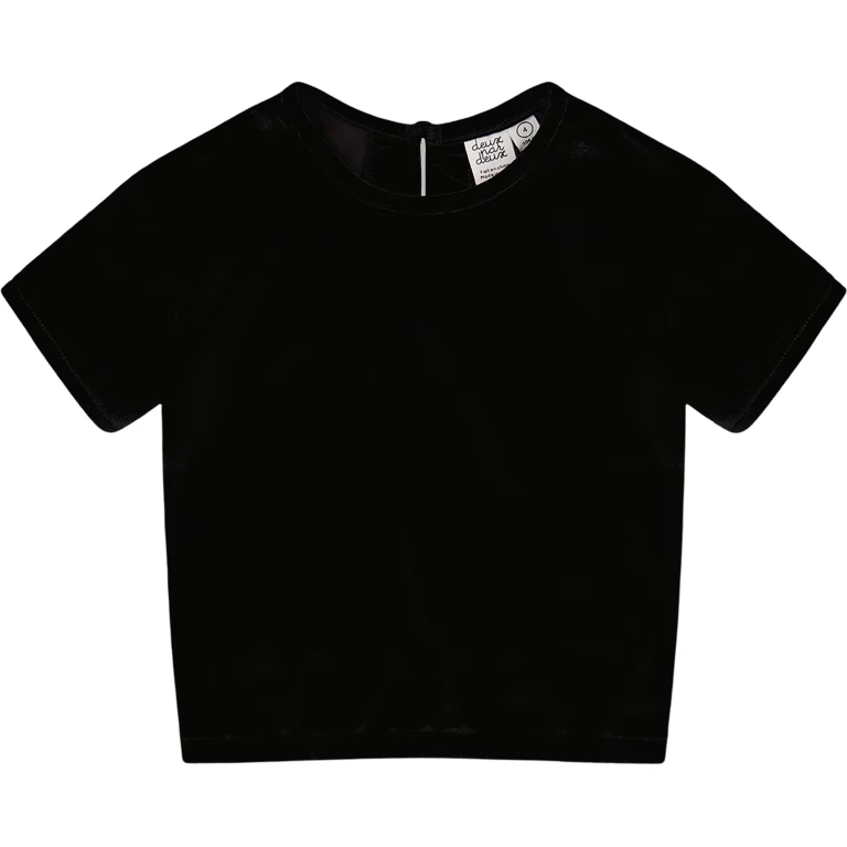 Short Sleeve Stretch Velour Top - Little Girl