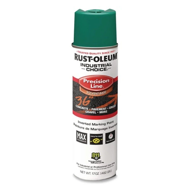 1634838V Industrial Choice M1600 System 17 oz. Aerosol Can Solvent-Based Precision Line Marking Paint - Flat Green (12/Carton)