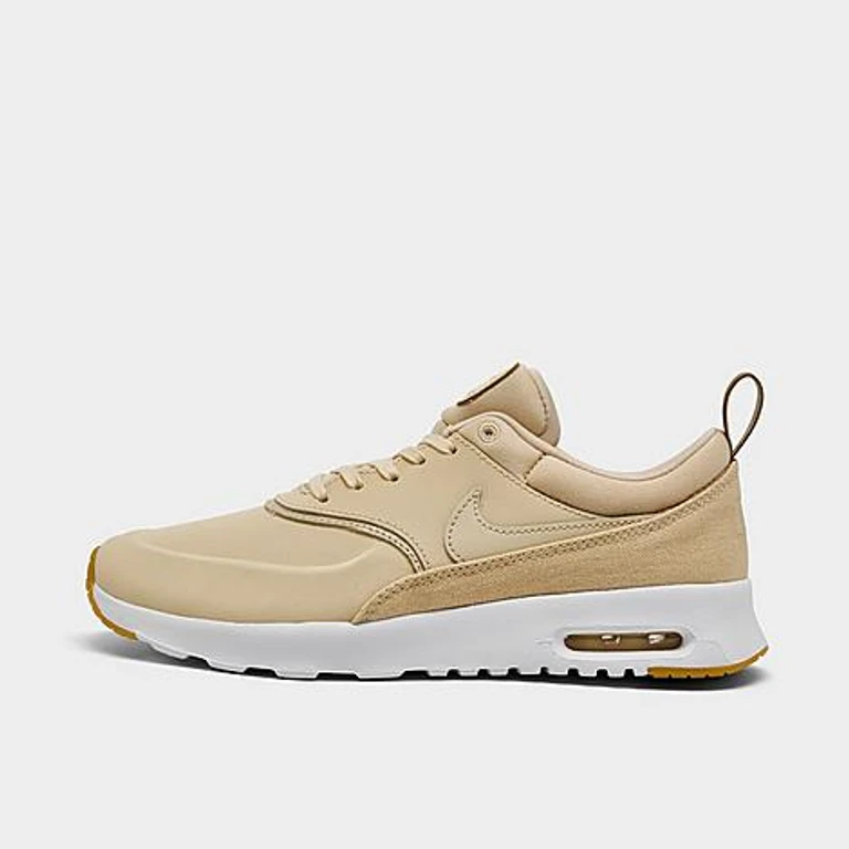 Women's Air Max Thea Premium Leather Casual Shoes in Beach/Beach/Metallic Gold Size: 5.0