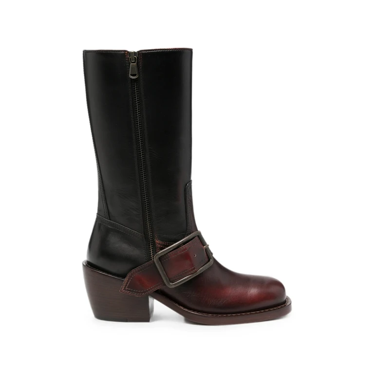 Buckle-detail Block-heel Boots