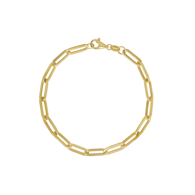 High-Polished Paperclip Chain Bracelet in 14K Yellow Gold, 4.4mm, 6.5':- 4.4mm, 6.5'