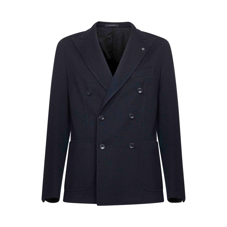 Blue Jersey Double-Breasted Blazer