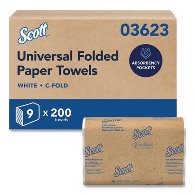 03623 10.13 in. x 13.15 in. 1-Ply Essential C-Fold Towels - White (9 Packs/Carton)