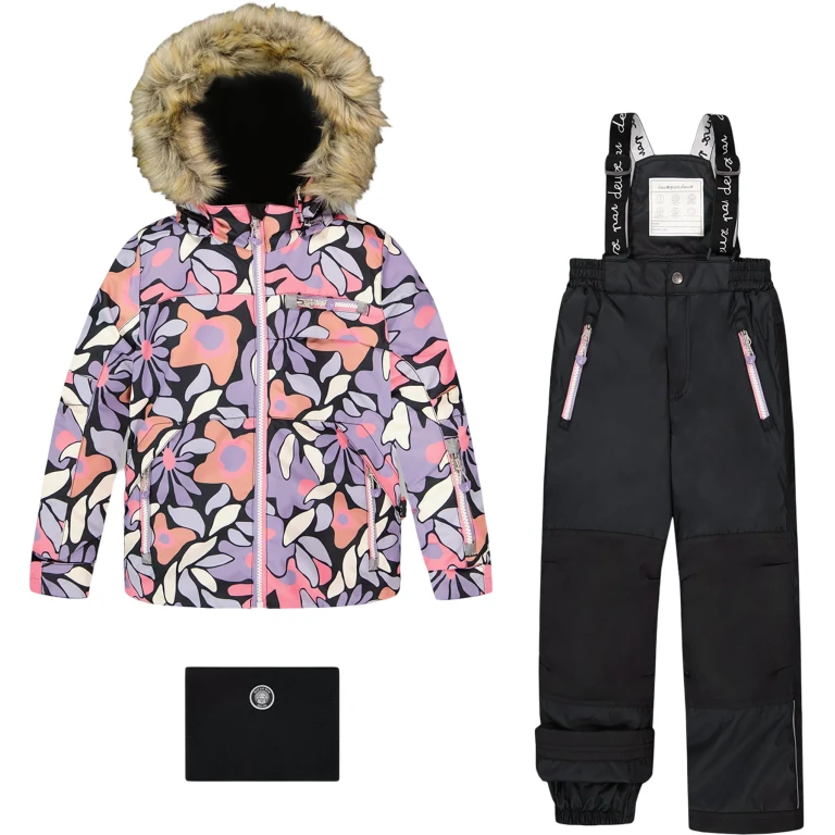 Allover Print-Black Play Two-Piece Snowsuit - Little Girl