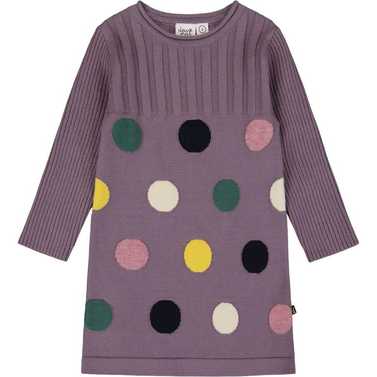 Jacquard Sweater Dress with Polka Dot Pattern - Little Girl