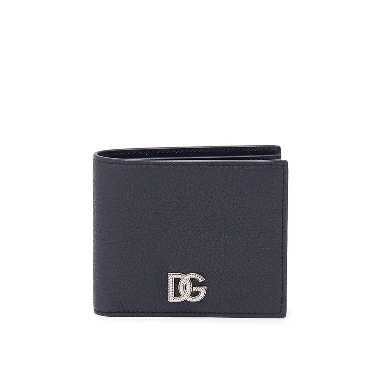 Portefeuille Dolce & Gabbana à rabat horizontal en cuir de veau grainé noir