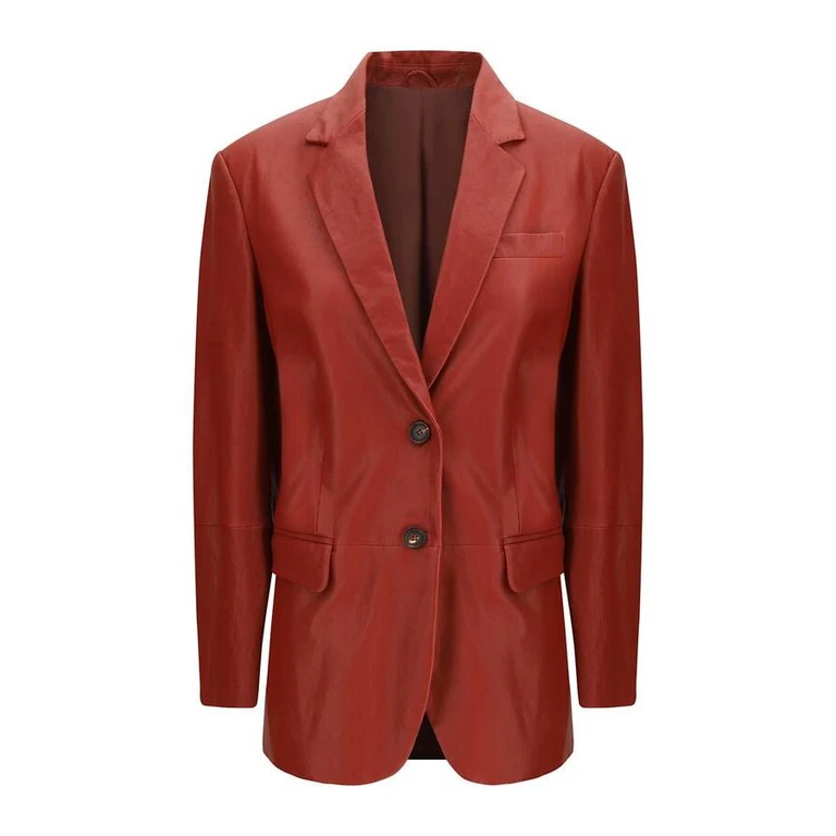 Brick Leather Tailored Blazer