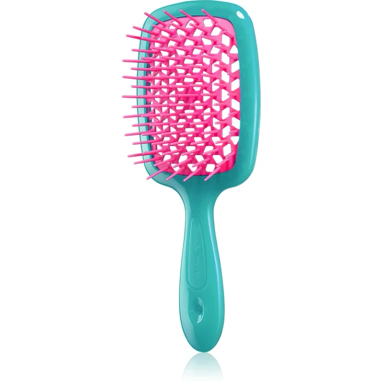 large flat hair brush 20.3 x 8.5 x 3.1 cm aqua green and fuchsia