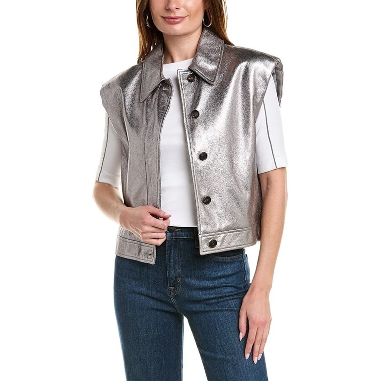 Wosilver Leather Boxy Jacket