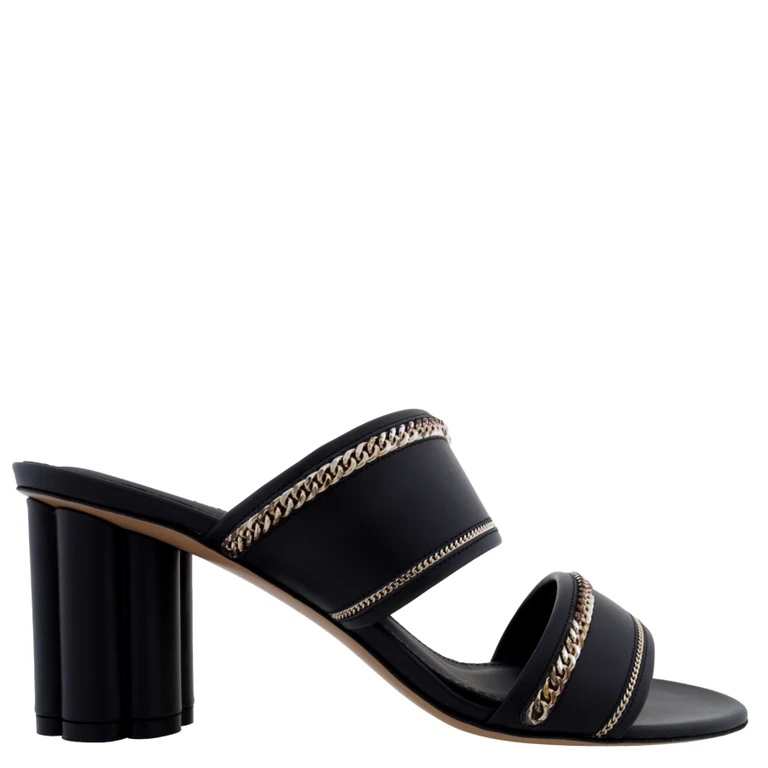 Chain Link Leather Sandals, Size 7 C