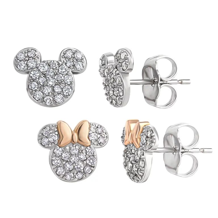 Diamond Earrings in 14K White Gold - Mickey:- Mickey