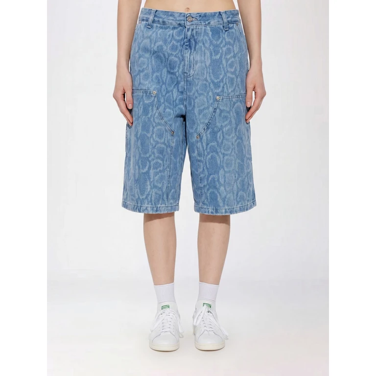 Python Print Denim Bermuda Shorts Snake Nixon Double Knee (I0368663R335)