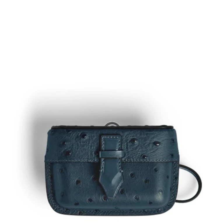 Nib Accessory Case with Strap in Ostrich-Embossed Leather
