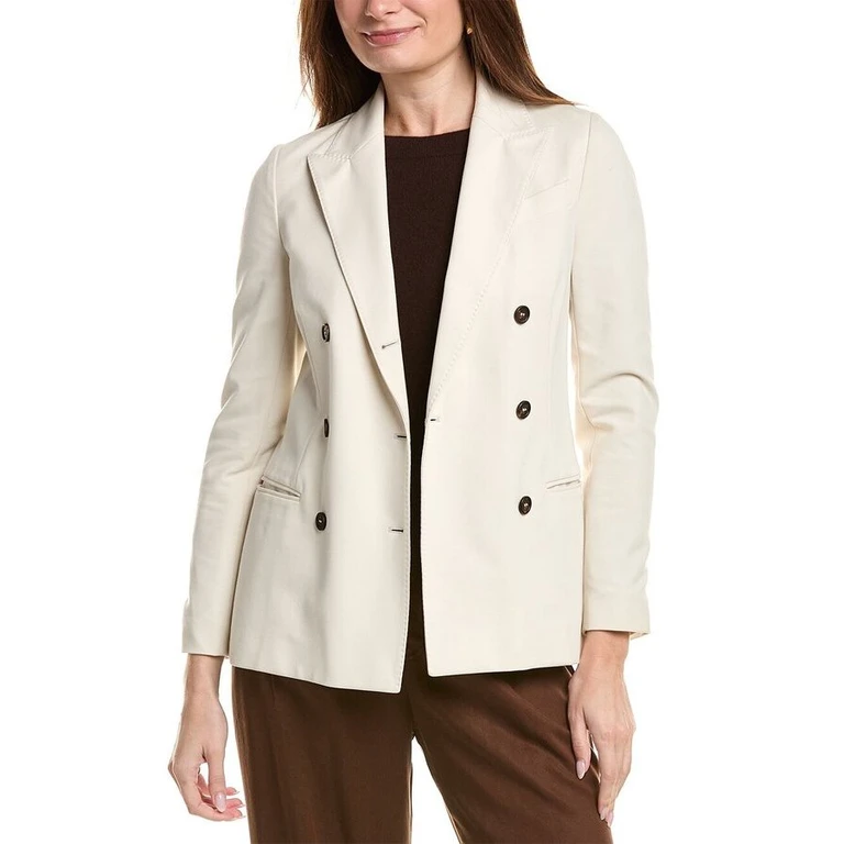 Vanilla Double-Breasted Tailored Jacket