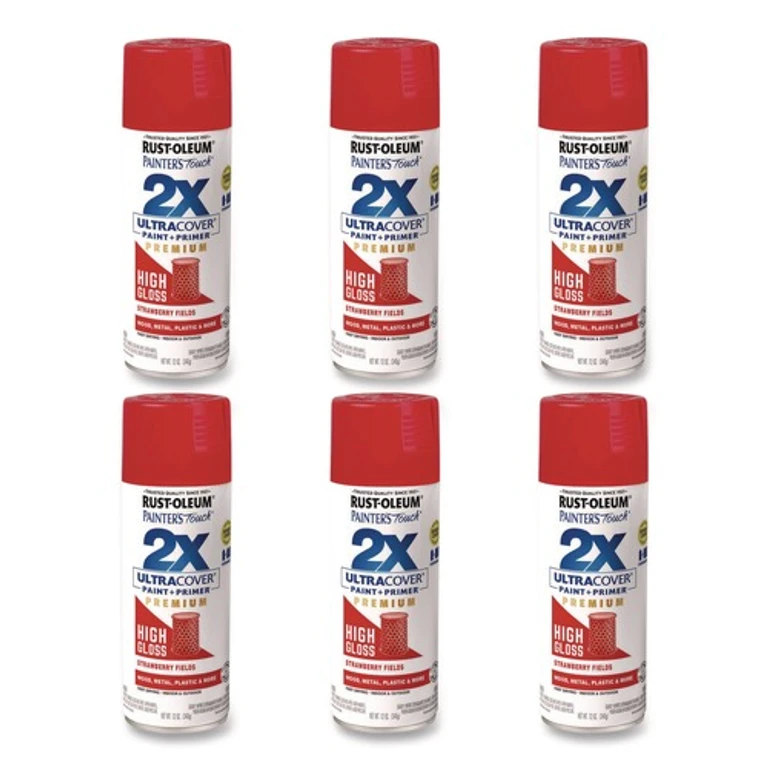331180 Painter's Touch 2X Ultra Cover Spray Paint, High Gloss Strawberry Fields, 12 oz Aerosol Can, 6/Carton
