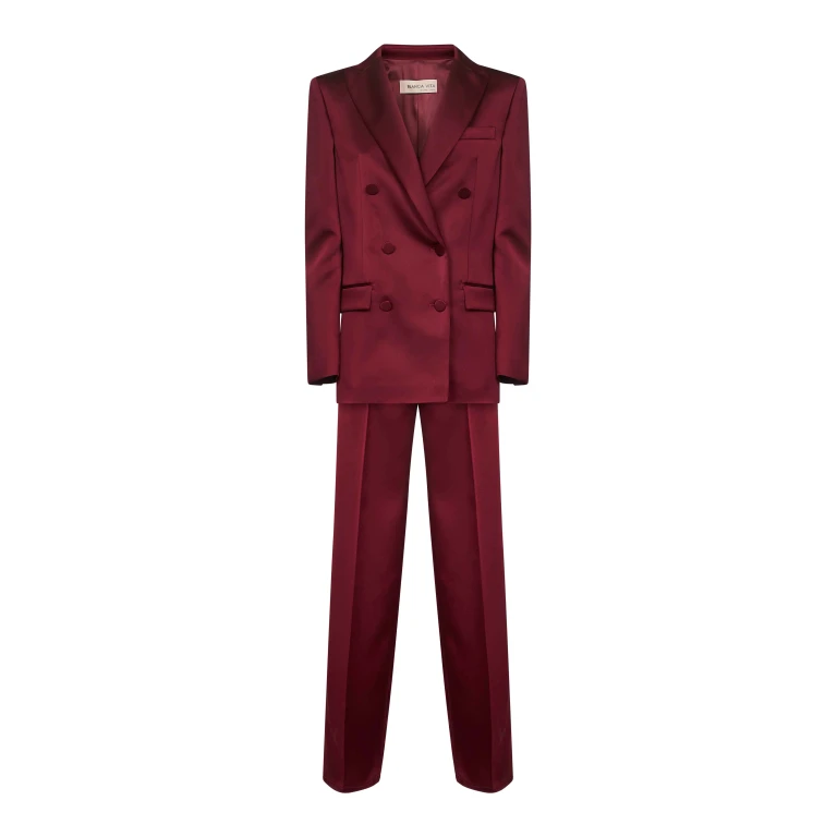 Burgundy Satin Telvera Suit