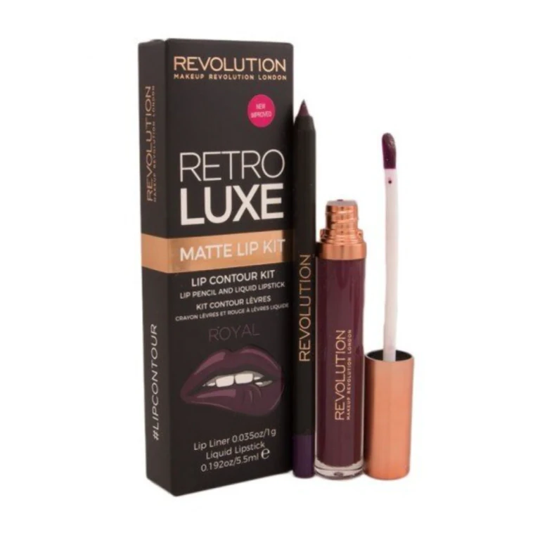 Set Makeup Revolution: Retro Luxe Royal Matte Liquid Lipstick 55ml + Retro Luxe Royal Lip Pencil 1g