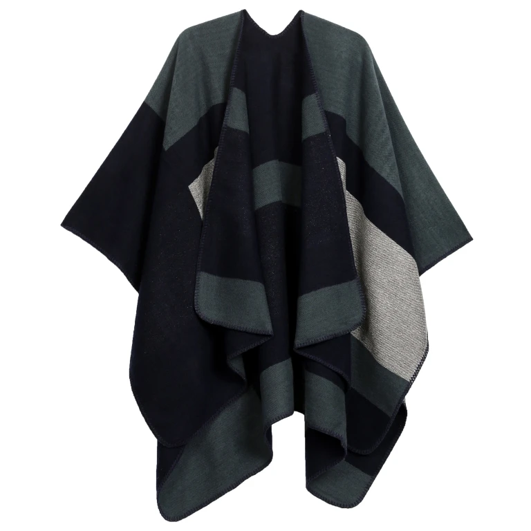 Sakkas Mari Women's Reversible Large Poncho Shawl Wrap Scarf Cape Ruana Blanket