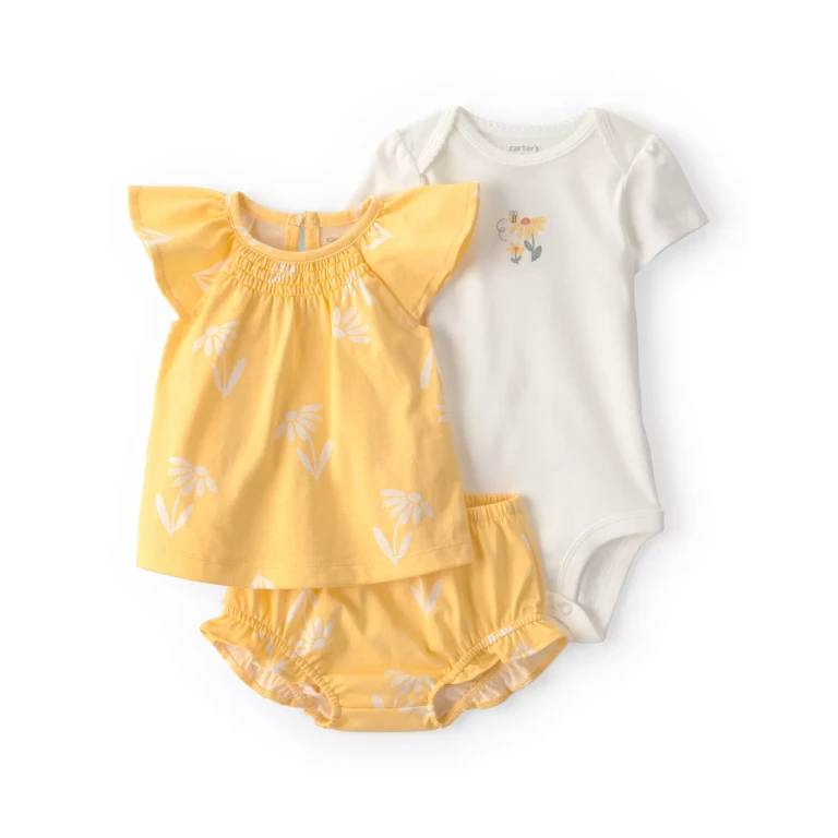 Girls 3Pc Outfit Set Yellow 9M:- Yellow, 9M