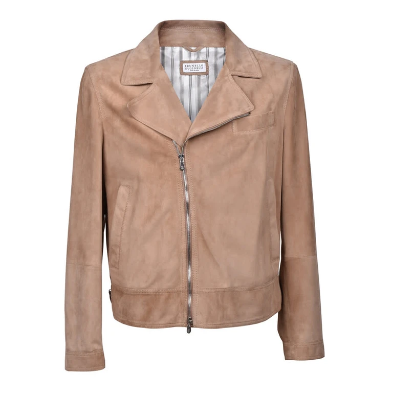 Tobacco Suede Biker Jacket