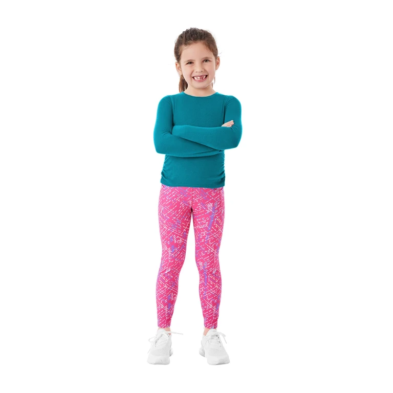 Girls Active Printed Leggings Pink L 10/12:- Pink, L (10/12)