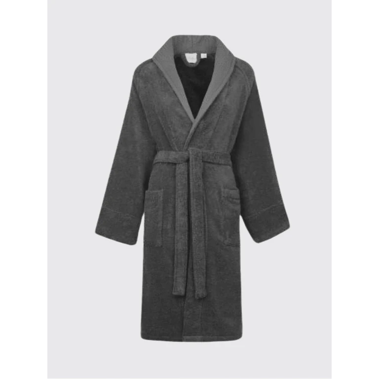 Fiocco Hooded Cotton Terry Bathrobe with Belt (2021722ASFALTO)