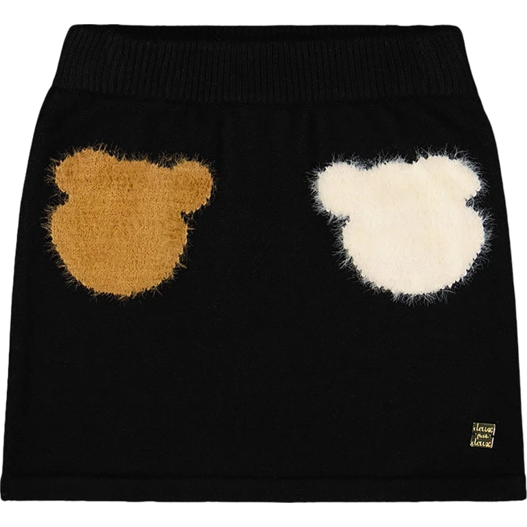 Knitted Skirt with Bear Intarsia - Little Girl