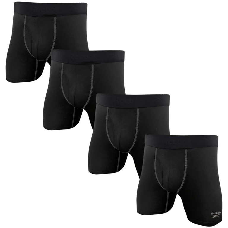 Men's 4-Pack Performance Boxer Brief - Black XL:- Black, XL
