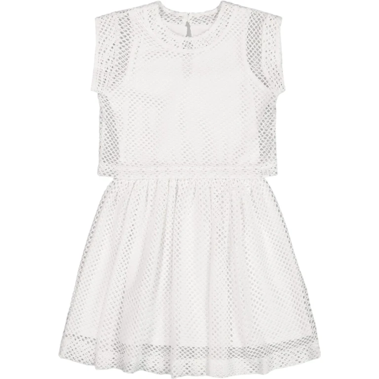 Bi-Material Mesh and Organic Cotton Dress - Little Girl