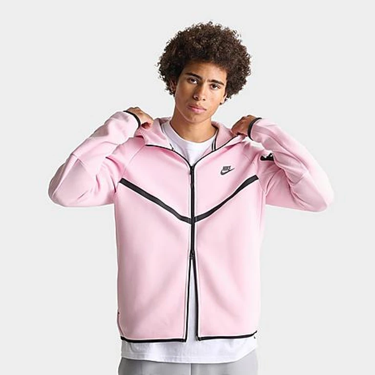 Men's Tech Fleece Windrunner Full-Zip Hoodie in Pink Foam/Black Size: XS