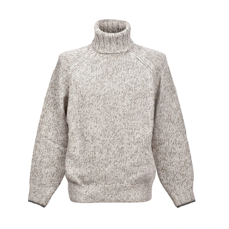 Gray Cashmere Knit Turtleneck Sweater