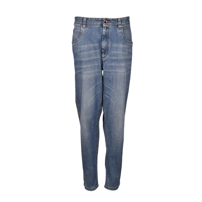 Soft Blue Tapered Denim Jeans